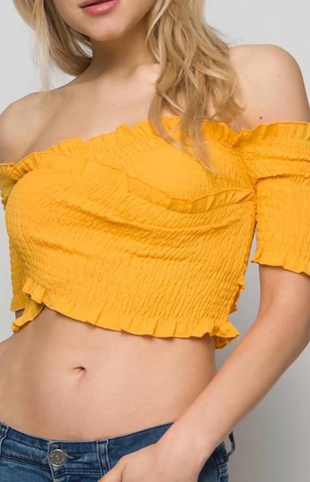 yellow frill crop top
